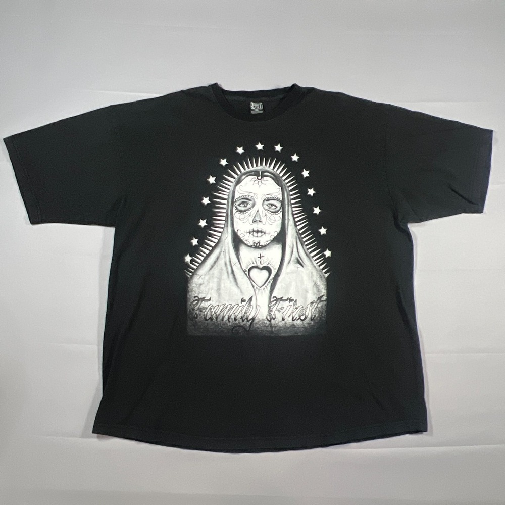 Twenty Six T Shirt Mens 3XL Black Cotton Family First Graphic Print Crew Neck